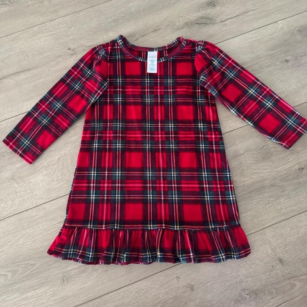 Children’s place red, black, and white plaid flannel dress